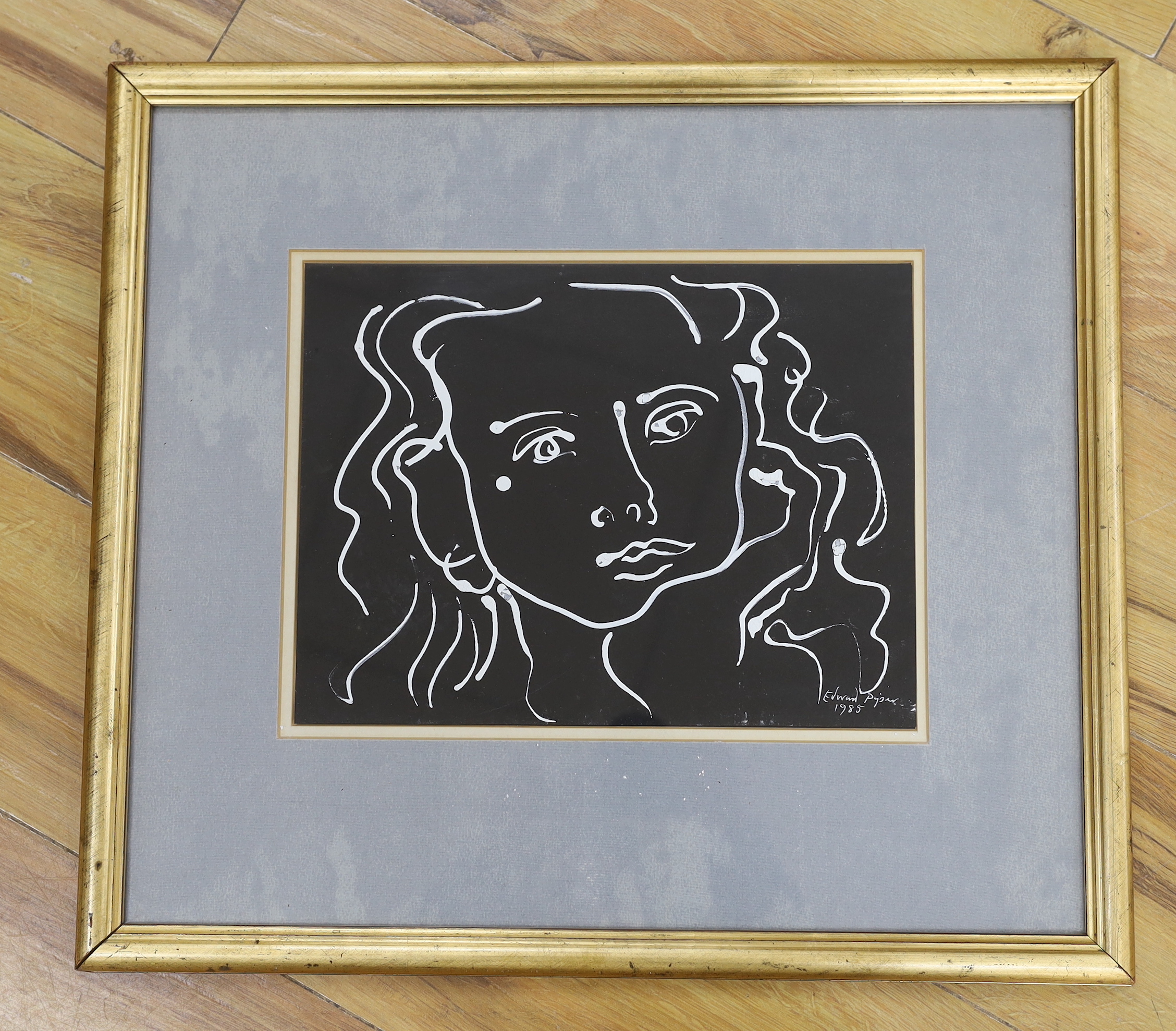 Edward Piper (1938-1990), oil on card, Head study of a woman, signed and dated 1985, 24 x 30cm
